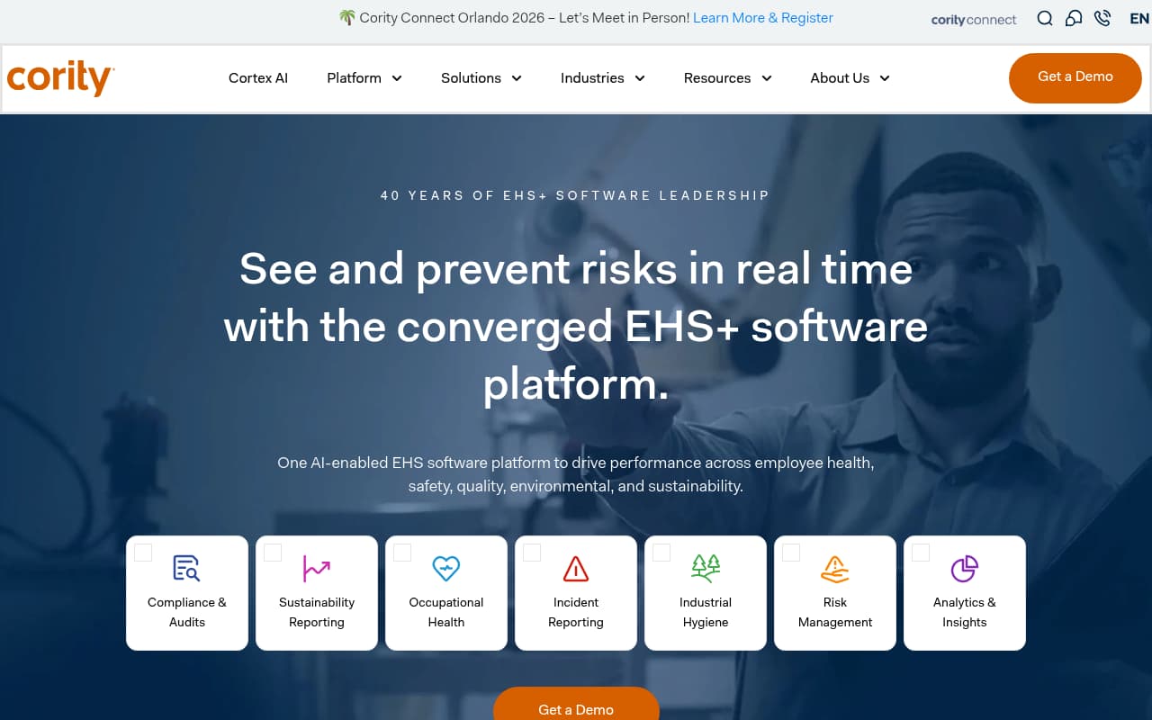 Cority safety management software interface