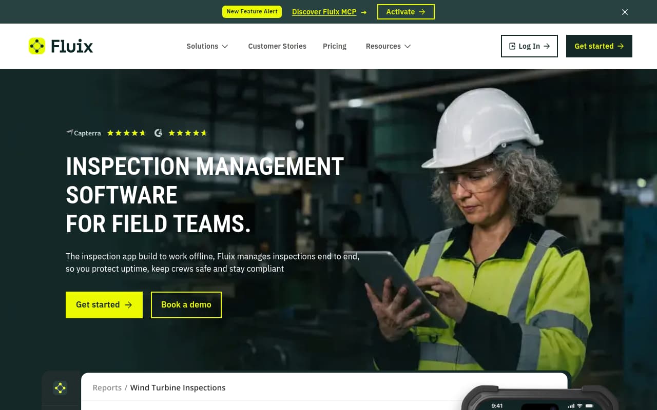 Fluix public website, above the fold