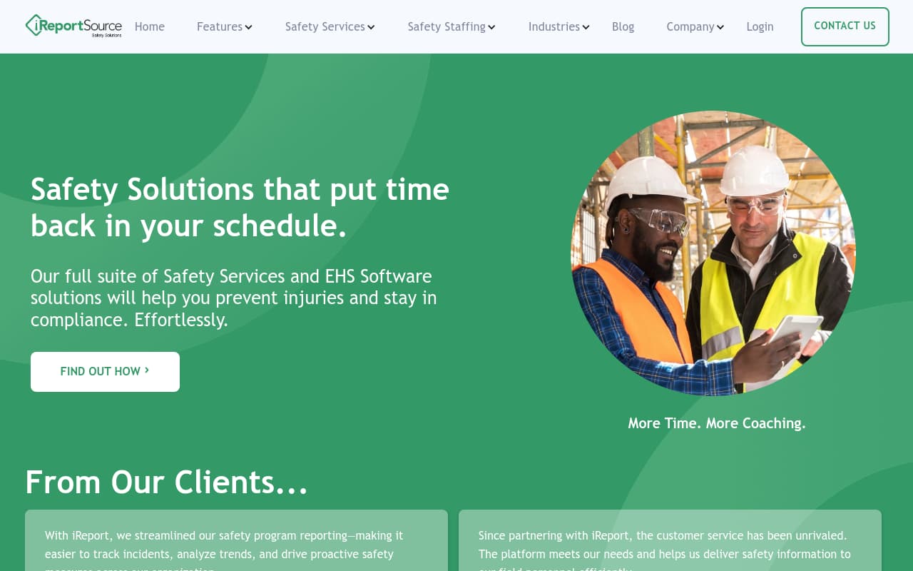 iReportSource safety management software interface