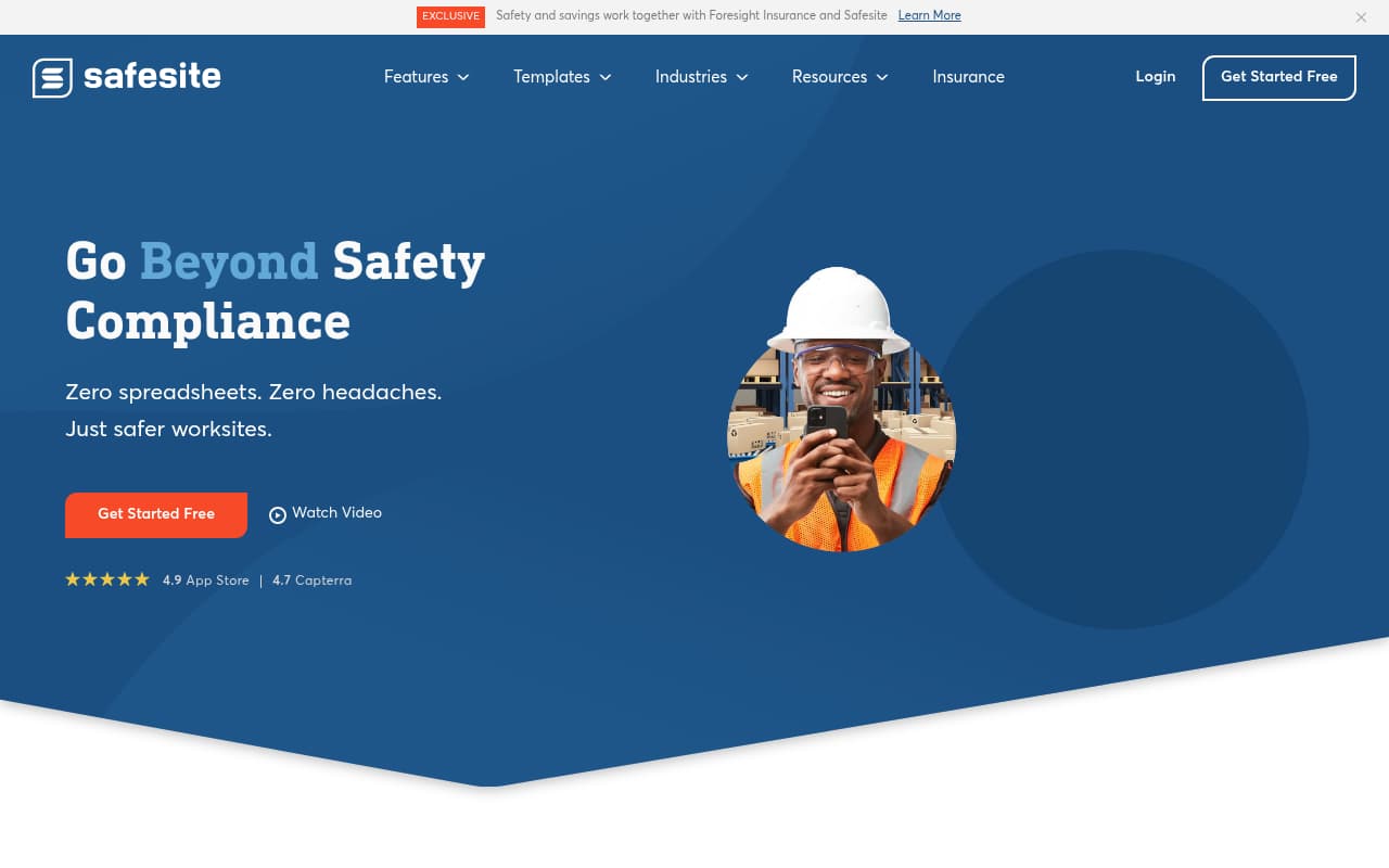 Safesite safety management software interface