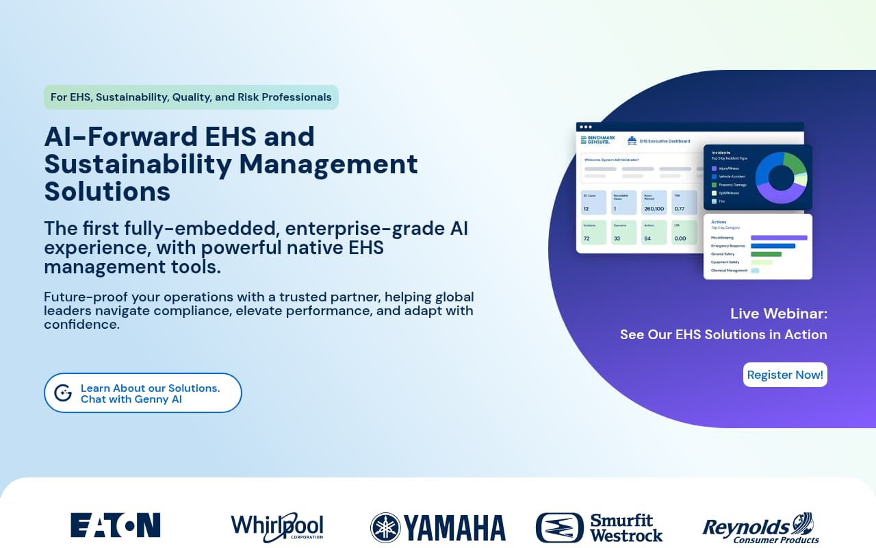 Benchmark Gensuite (Benchmark ESG) safety management software interface