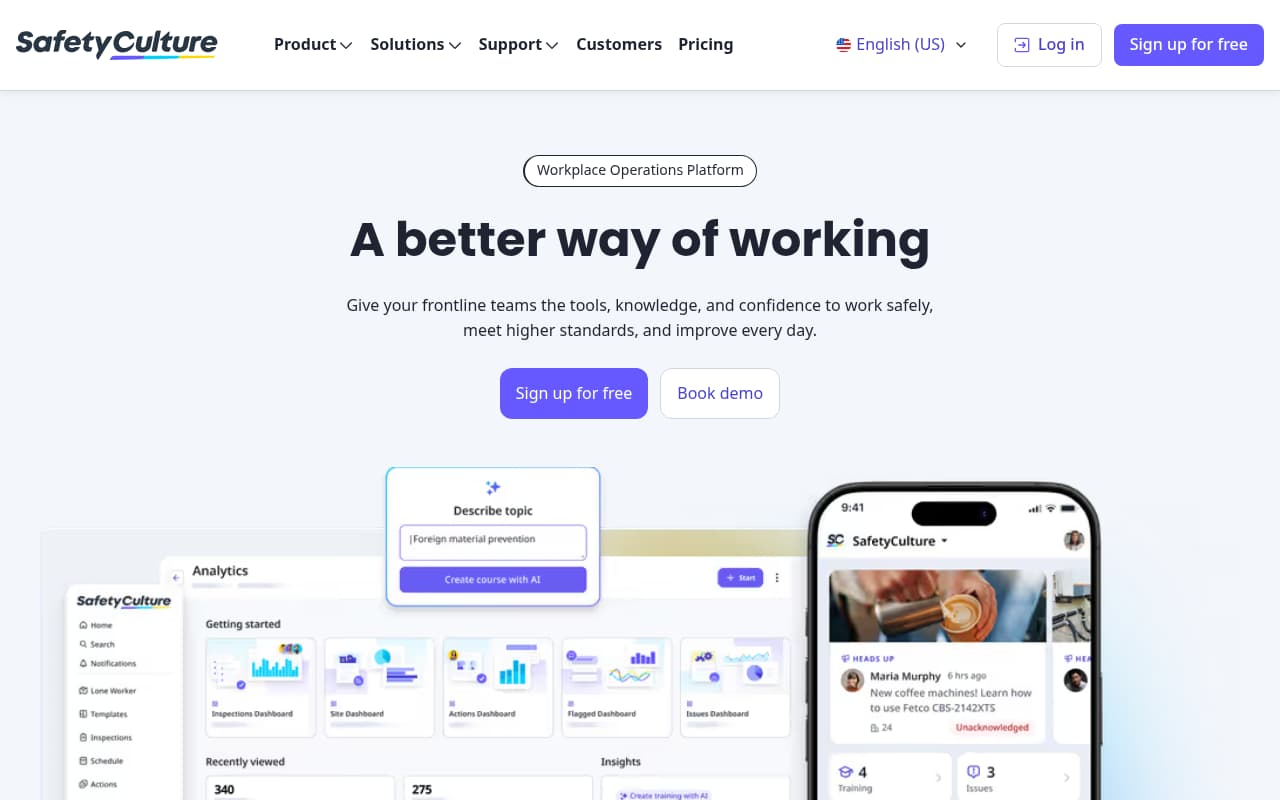 SafetyCulture (iAuditor) safety management software interface